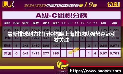 最新排球耐力排行榜揭晓上海排球队强势夺冠引发关注