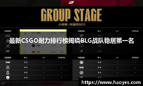 最新CSGO耐力排行榜揭晓BLG战队稳居第一名
