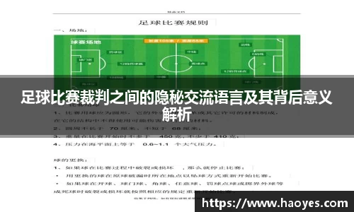 足球比赛裁判之间的隐秘交流语言及其背后意义解析