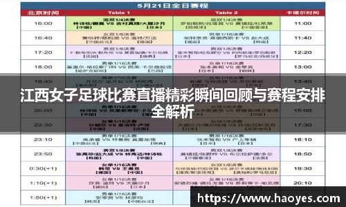 江西女子足球比赛直播精彩瞬间回顾与赛程安排全解析